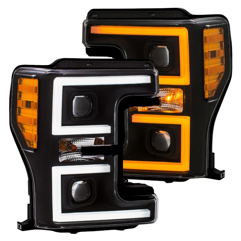 ANZO LED Headlights 17-18 Ford F-250 Super Duty Plank-Style L.E.D. Headlight Black (Pair) - Burkken Auto Parts