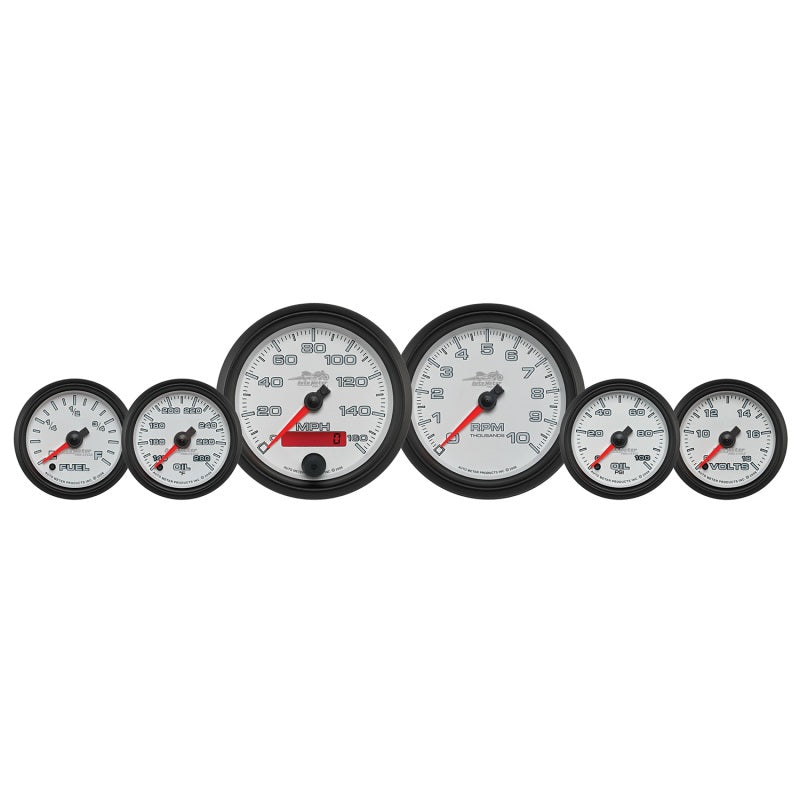 Autometer Pro-Cycle Gauge Kit 6 Pc. Kit 3 3/8in & 2 1/16in Bagger White - Burkken Auto Parts