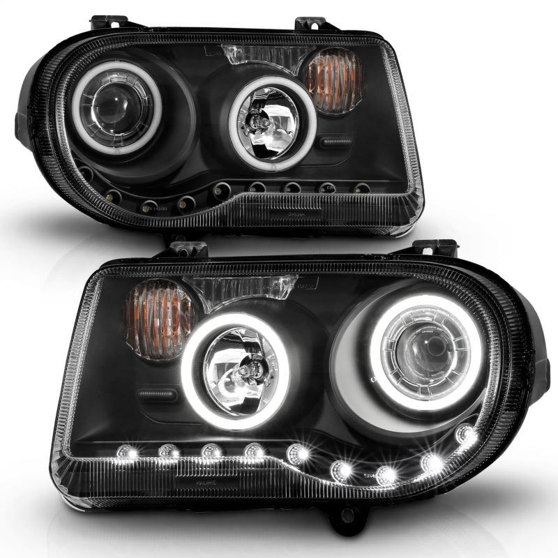 ANZO 2005-2010 Chrysler 300C Projector Headlights w/ Halo Black (CCFL) G2 - Burkken Auto Parts