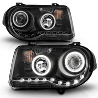ANZO 2005-2010 Chrysler 300C Projector Headlights w/ Halo Black (CCFL) G2 - Burkken Auto Parts