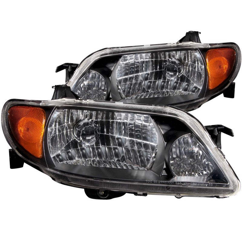 ANZO 2001-2003 Mazda Protege Crystal Headlights Black - Burkken Auto Parts