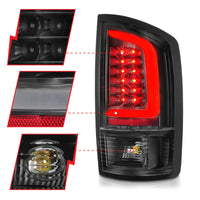 ANZO 2002-2006 Dodge  Ram 1500 LED Tail Lights w/ Light Bar Black Housing Clear Lens - Burkken Auto Parts