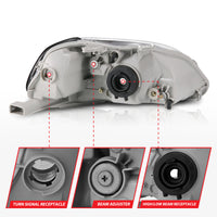 ANZO 1996-1998 Honda Civic Crystal Headlights Black - Burkken Auto Parts