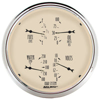 AutoMeter Gauge Quad 5in. 240 Ohm(e) to 33 Ohm(f) Elec Antique Beige - Burkken Auto Parts