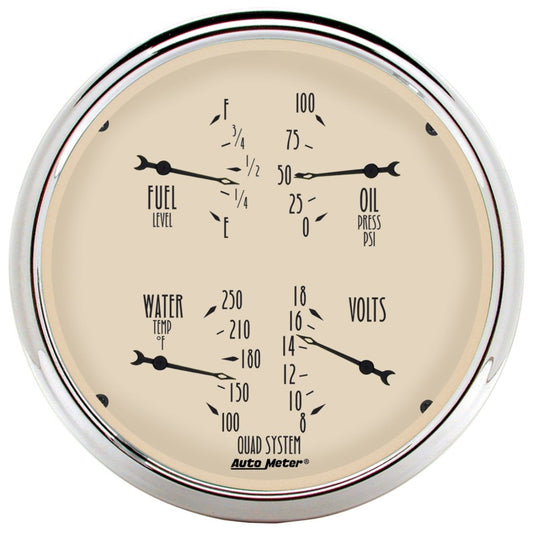 AutoMeter Gauge Quad 5in. 240 Ohm(e) to 33 Ohm(f) Elec Antique Beige - Burkken Auto Parts