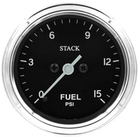 Autometer Stack 52mm 0-15 PSI 1/8in NPTF Male Pro Stepper Motor Fuel Pressure Gauge - Classic - Burkken Auto Parts
