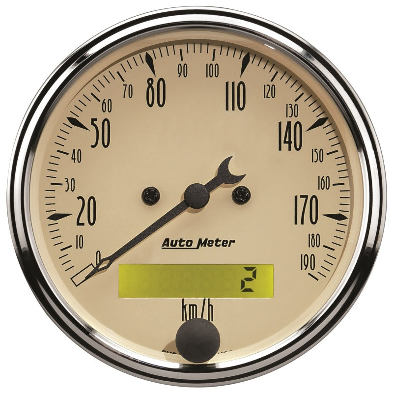Autometer 3-1/8in 0-190km/h Antique Beige Elec. Programmable Speedometer - Burkken Auto Parts