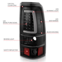 ANZO 2003-2006 Chevy Silverado 1500 LED Taillights Plank Style Black w/Clear Lens - Burkken Auto Parts