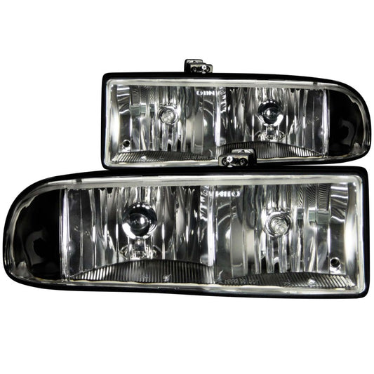 ANZO 1998-2005 Chevrolet S-10 Crystal Headlights Black - Burkken Auto Parts