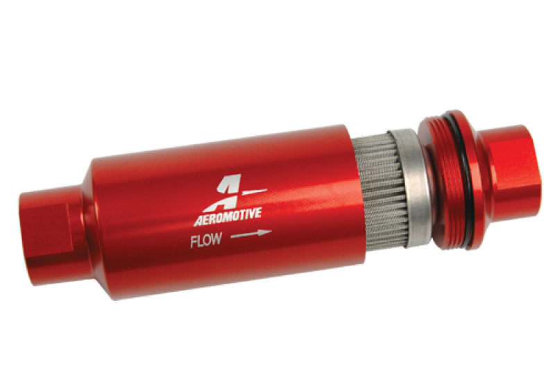 Aeromotive In-Line Filter - AN-10 size - 40 Micron SS Element - Red Anodize Finish - Burkken Auto Parts