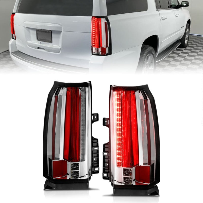 ANZO 2015-2017 Chevrolet Suburban/Tahoe LED Taillights Chrome - Burkken Auto Parts