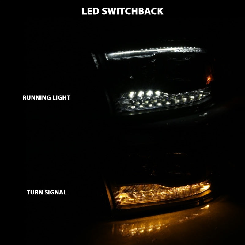 ANZO 2009-2018 Dodge Ram 1500 Projector H.L. Switchback Black Amber - Burkken Auto Parts