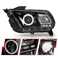ANZO 2010-2014 Ford Mustang Projector Headlights w/ Halo Black (CCFL) - Burkken Auto Parts