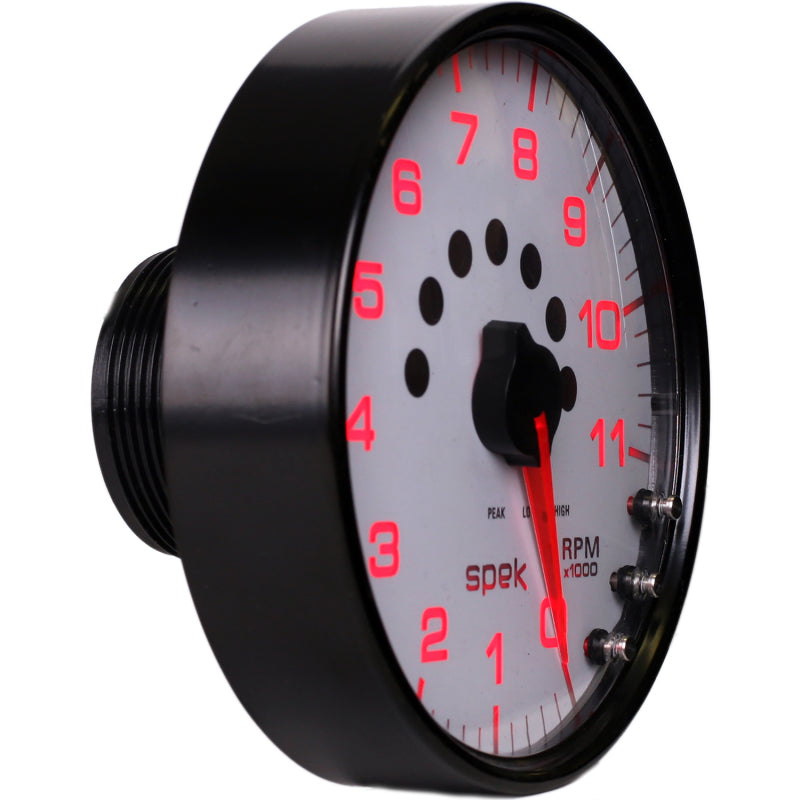 Autometer Spek-Pro Gauge Tachometer 5in 11K Rpm W/Shift Light & Peak Mem White/Black - Burkken Auto Parts