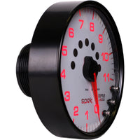 Autometer Spek-Pro Gauge Tachometer 5in 11K Rpm W/Shift Light & Peak Mem White/Black - Burkken Auto Parts