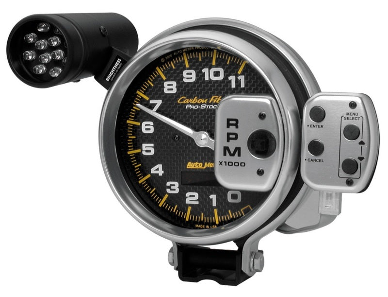 Autometer Carbon Fiber 5 inch 11000 RPM ProStock/Memory Tachometer - Burkken Auto Parts