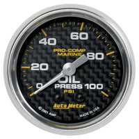Autometer Marine Carbon Fiber Ultra-Lite 2-1/16in 100PSI Mechanical Oil Pressure Gauge - Burkken Auto Parts