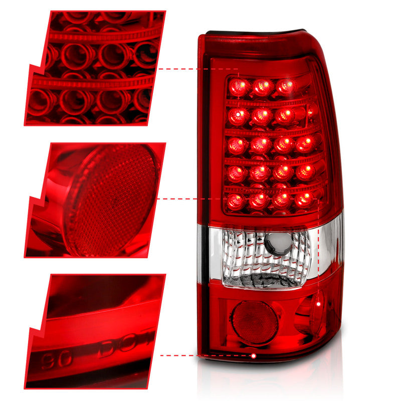 ANZO 1999-2007 Chevrolet Silverado 1500 LED Taillights Red/Clear - Burkken Auto Parts