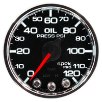 Autometer Spek-Pro Gauge Oil Press 2 1/16in 120psi Stepper Motor W/Peak & Warn Blk/Chrm - Burkken Auto Parts