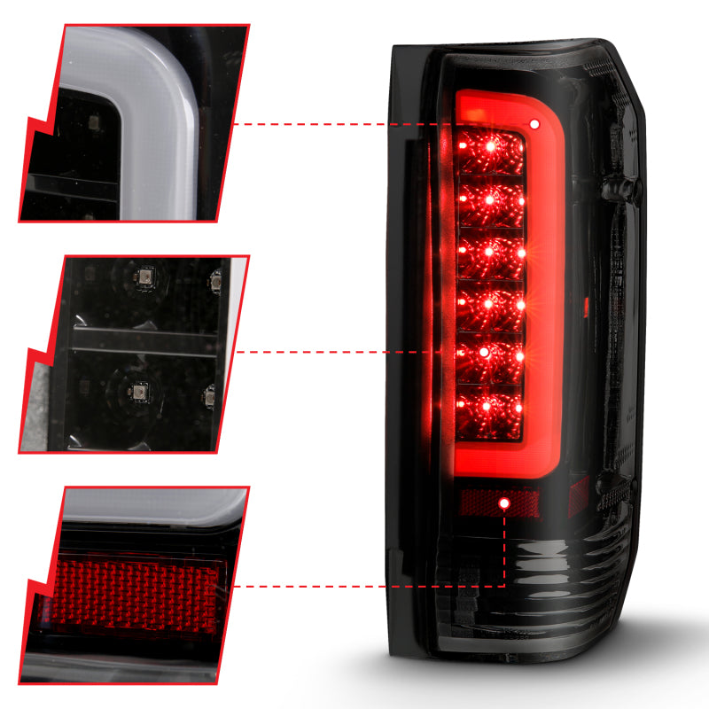 ANZO 1987-1996 Ford F-150 LED Taillights Black Housing Smoke Lens (Pair) - Burkken Auto Parts
