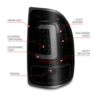 ANZO 1997-2004 Dodge Dakota LED Taillights Black Housing Smoke Lens Pair - Burkken Auto Parts