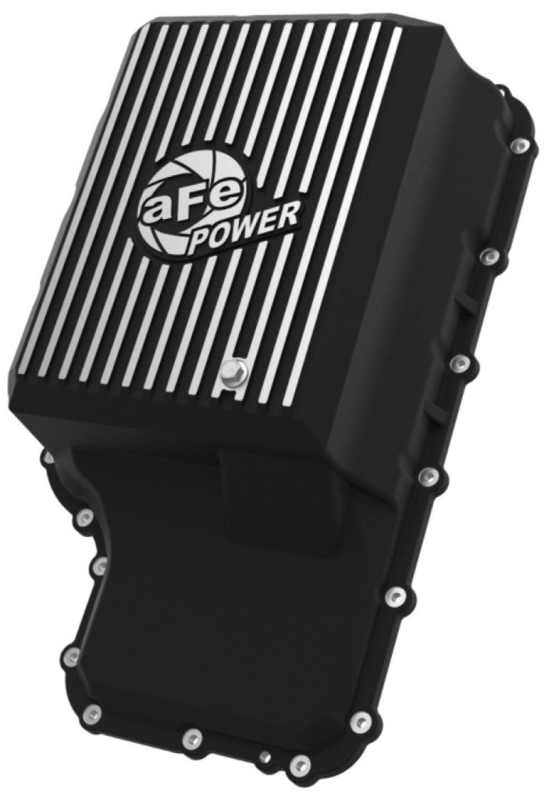 aFe 20-21 Ford Truck w/ 10R140 Transmission Pan Black POWER Street Series w/ Machined Fins - Burkken Auto Parts