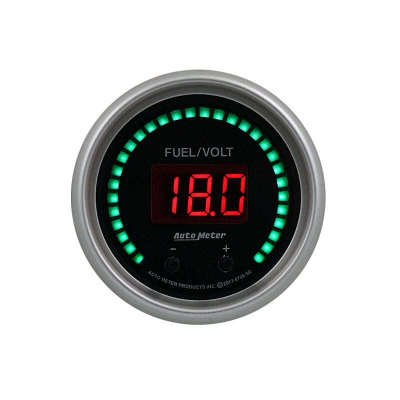 Autometer 52.4mm Black Switchable 0-100 Fuel Level / 8-18V Voltmeter Sport-Comp Elite Digital Gauge - Burkken Auto Parts