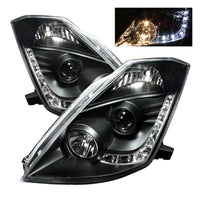 Spyder Nissan 350Z 03-05 Projector Headlights Halogen Model Only - DRL Black PRO-YD-N350Z02-DRL-BK - Burkken Auto Parts