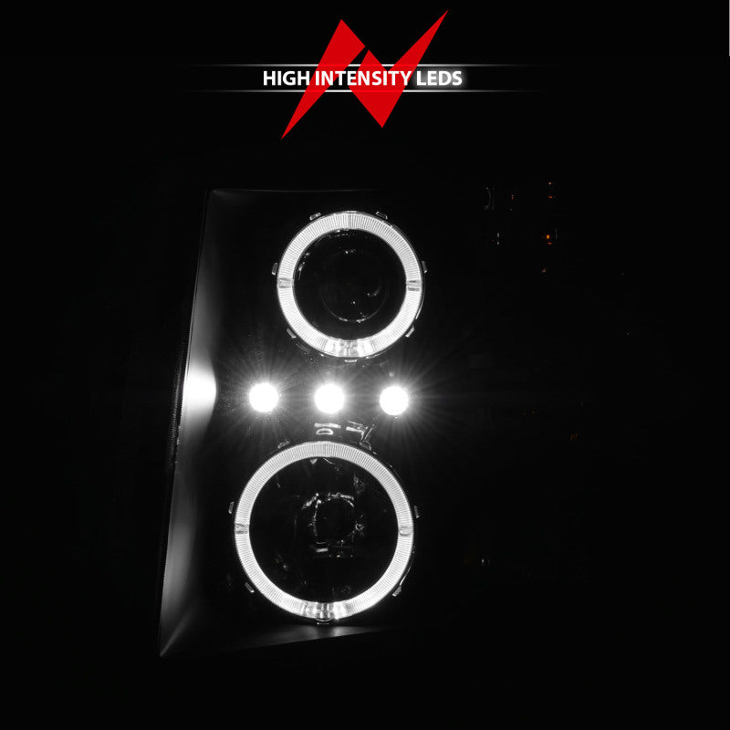ANZO 2007-2013 Chevrolet Silverado 1500 Projector Headlights w/ Halo Black - Burkken Auto Parts