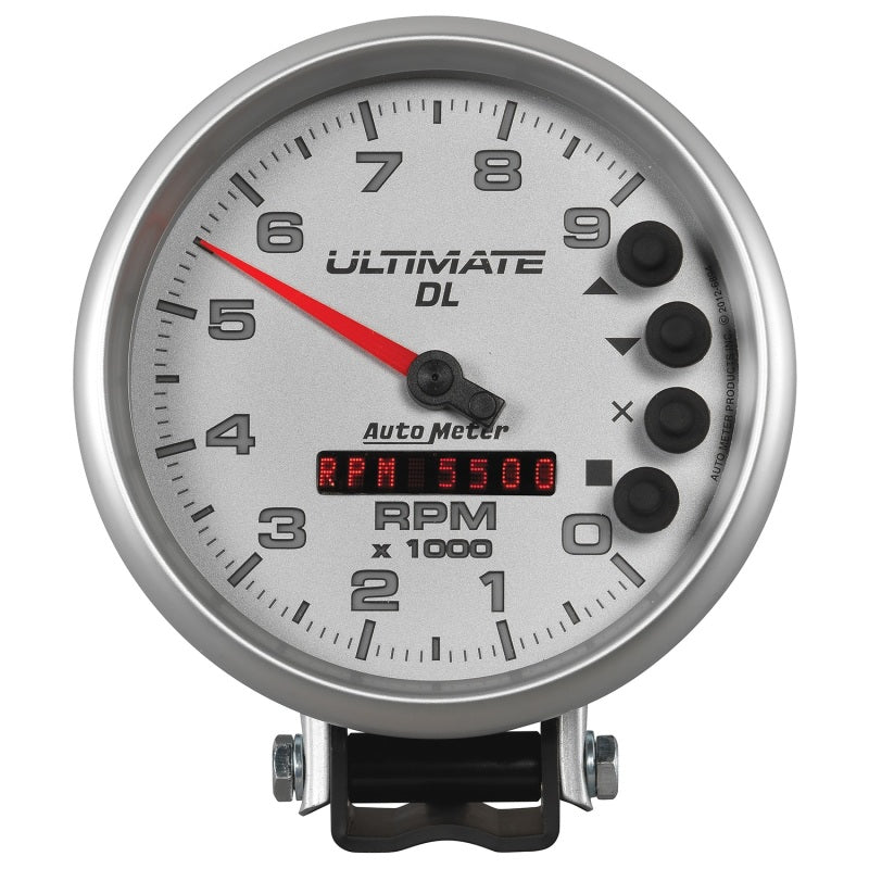 AutoMeter Gauge Tach 5in. 9K RPM Pedestal Datalogging Ultimate Dl Playback Silver - Burkken Auto Parts
