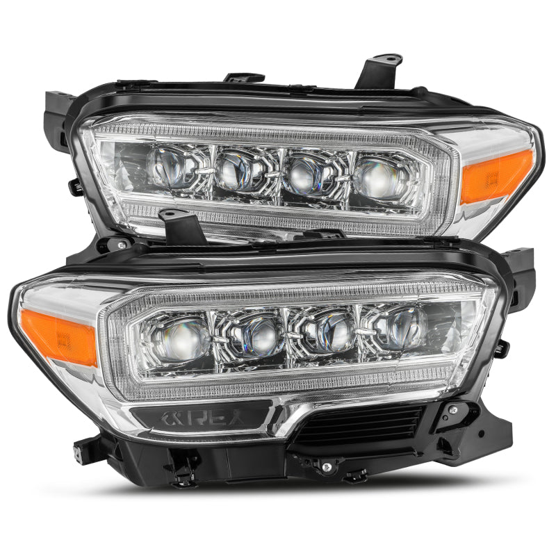AlphaRex 16-20 Toyota Tacoma NOVA LED Projector Headlights Plank Style Chrome w/Activation Light - Burkken Auto Parts