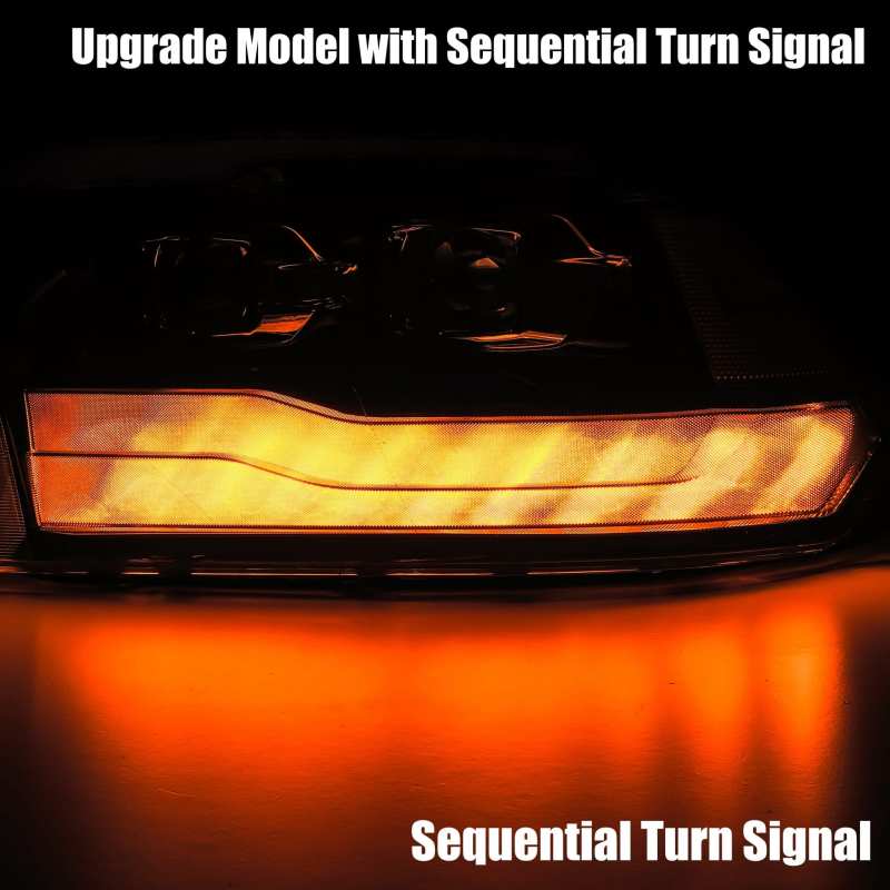 AlphaRex 09-18 Dodge Ram 1500HD LUXX LED Proj Headlights Plnk Style Blk w/Activ Light/Seq Signal/DRL - Burkken Auto Parts