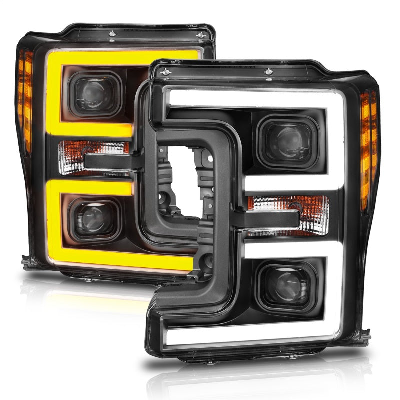 ANZO LED Headlights 17-18 Ford F-250 Super Duty Plank-Style L.E.D. Headlight Black (Pair) - Burkken Auto Parts