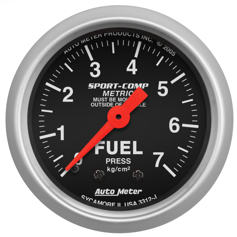 Autometer Sport-Comp 52mm METRIC Fuel Pressure Mechanical Gauge - Burkken Auto Parts