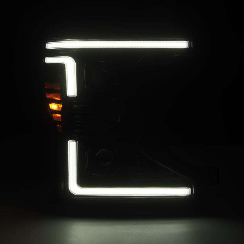 AlphaRex 20-22 Ford F-250/350/450 SD LUXX-Series LED Proj Headlights Alpha-Bk w/Acv Light SS & SBDRL - Burkken Auto Parts