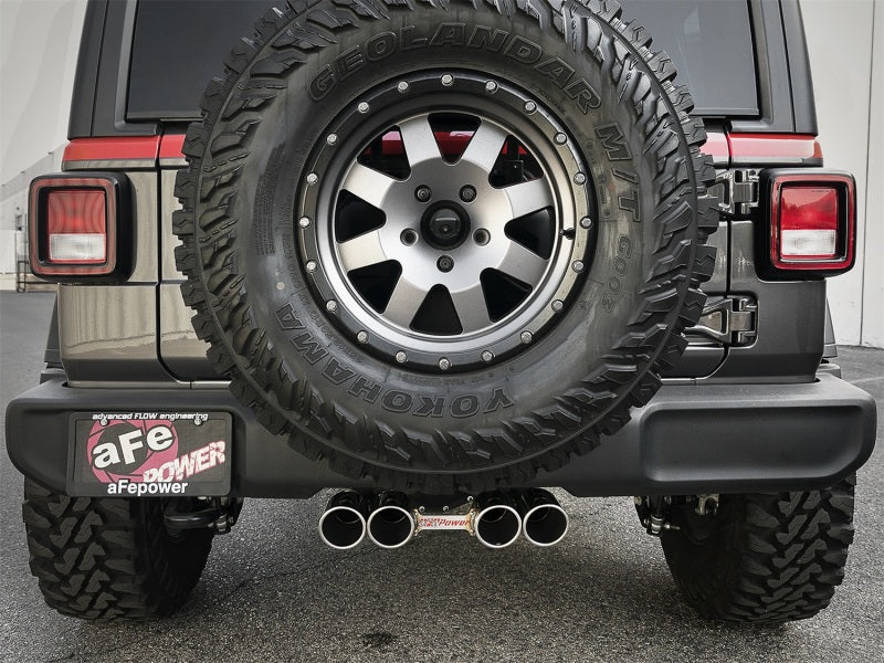 aFe Rebel Series 2.5in. 304 SS C/B Exhaust System 2018 Jeep Wrangler (JL) V6-3.6L - Polished Tip - Burkken Auto Parts