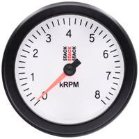 Autometer Stack Sport 88mm 0-8K RPM Tachometer - White - Burkken Auto Parts