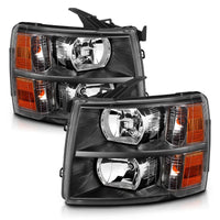 ANZO 2007-2013 Chevrolet Silverado Crystal Headlights Black - Burkken Auto Parts