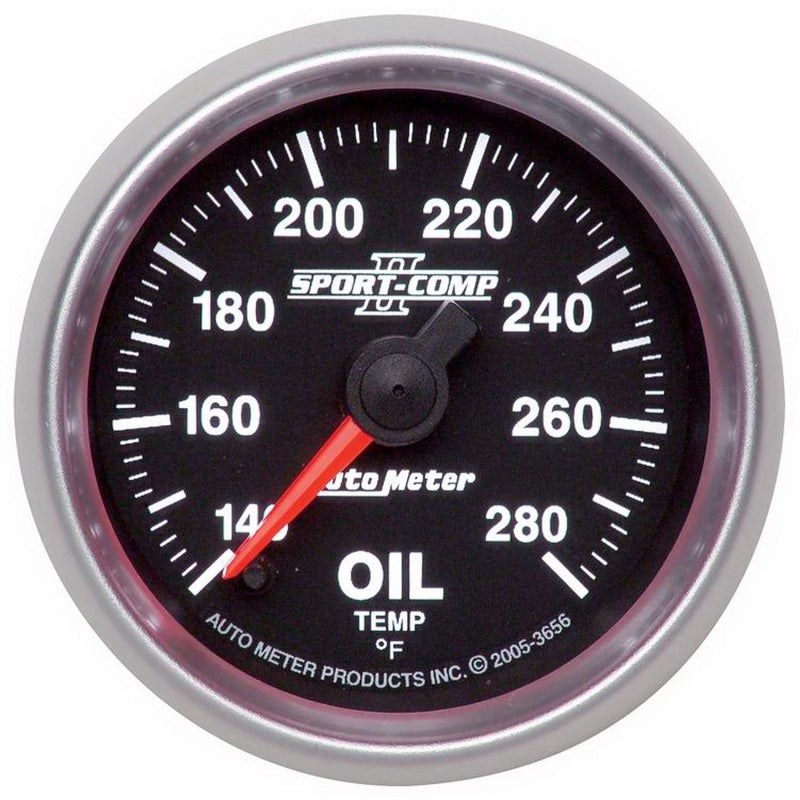 Autometer Sport-Comp II 52mm Full Sweep Electronic 140-280 Deg. F Oil Temprature Gauge - Burkken Auto Parts
