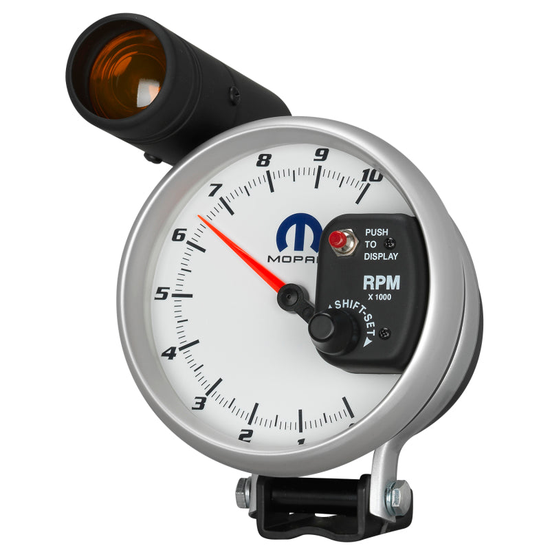 Autometer Mopar 5in / 10k RPM / Pedestal Mount White Tachometer w/ Shift Light - Burkken Auto Parts