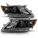 ANZO 2007-2009 Toyota Camry Projector Headlight Black Amber - Burkken Auto Parts