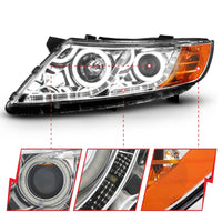 ANZO 2011-2013 Kia Optima Projector Headlights w/ Halo Chrome (CCFL) - Burkken Auto Parts