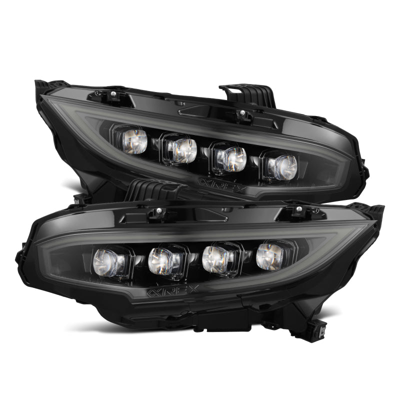 AlphaRex 16-21 Honda Civic NOVA-Series LED Proj Headlights Alpha-Black w/Actv Lgt & Seq.Sig / SB DRL - Burkken Auto Parts
