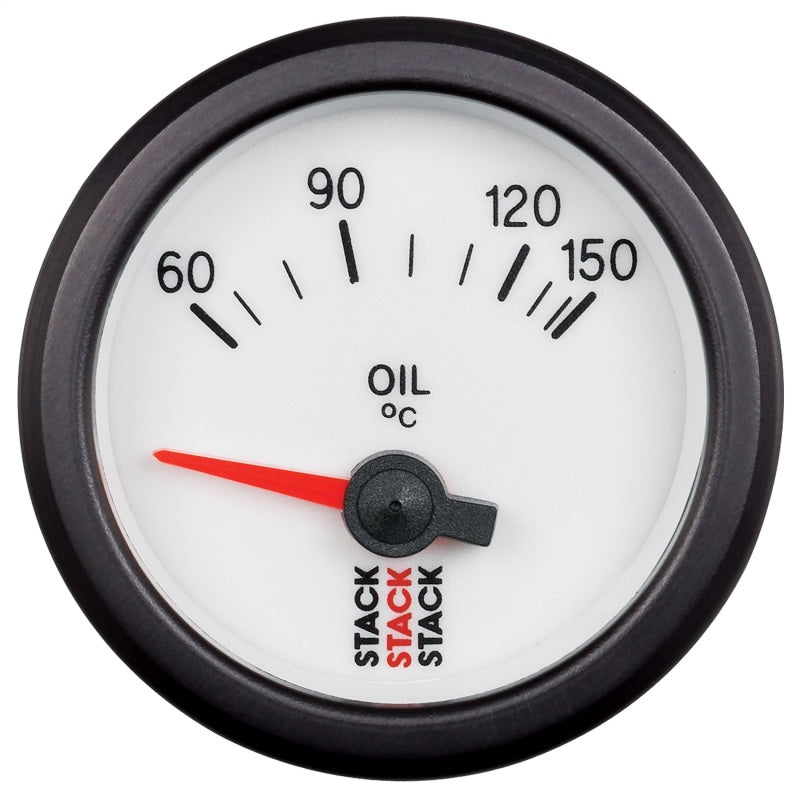 Autometer Stack 52mm 60-150 Deg C M10 Male Electric Oil Temp Gauge - White - Burkken Auto Parts