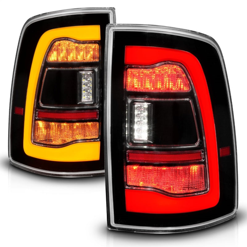 ANZO 09-18 Dodge Ram 1500 Sequential LED Taillights Black w/Switchback Amber Signal - Burkken Auto Parts
