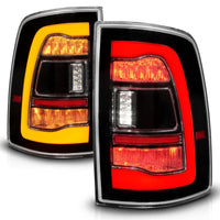 ANZO 09-18 Dodge Ram 1500 Sequential LED Taillights Black w/Switchback Amber Signal - Burkken Auto Parts
