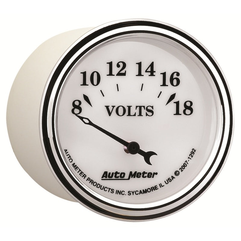 AutoMeter Gauge Voltmeter 2-1/16in. 18V Elec Old Tyme White II - Burkken Auto Parts