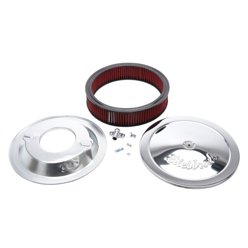 Edelbrock Air Cleaner Pro-Flo Series Round 14 In Diameter Cloth Element 3/8In Dropped Base Chrome - Burkken Auto Parts