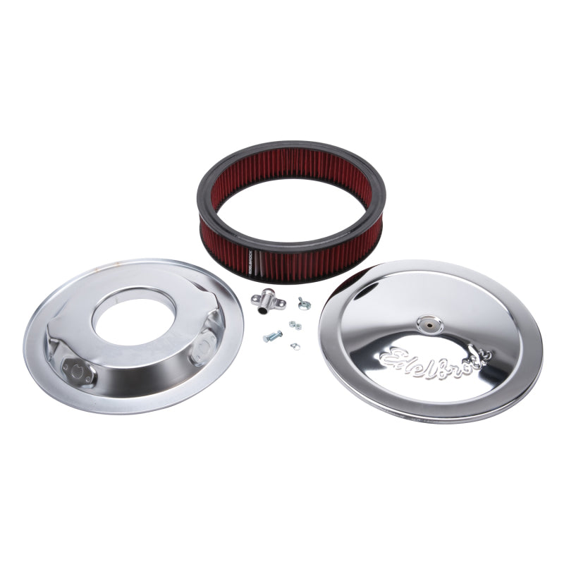 Edelbrock Air Cleaner Pro-Flo Series Round 14 In Diameter Cloth Element Chrome - Burkken Auto Parts