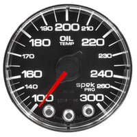 Autometer Spek-Pro Gauge Oil Temp 2 1/16in 300f Stepper Motor W/Peak & Warn Blk/Chrm - Burkken Auto Parts